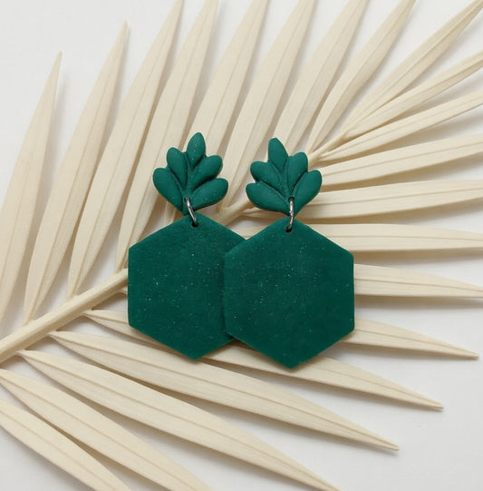 Oorbellen Hexagon with leaf