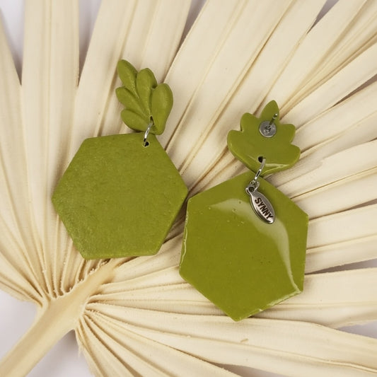 Oorbellen Hexagon with leaf